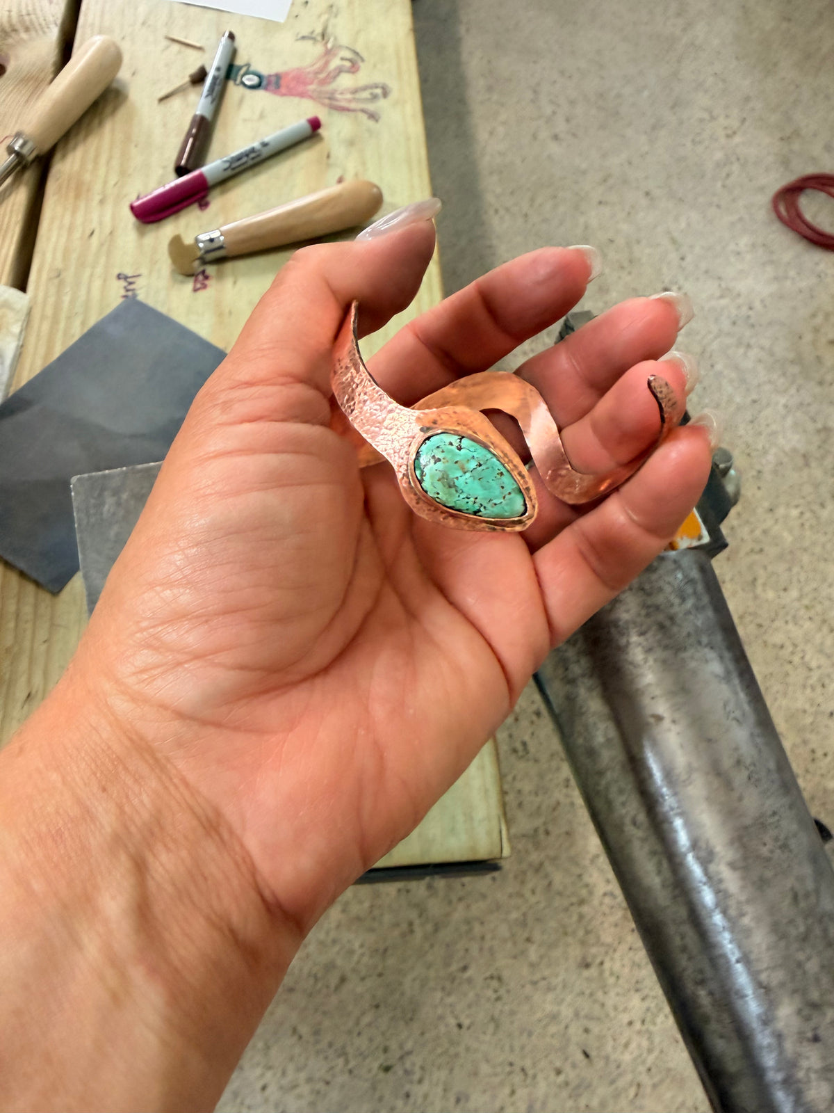 Copper & Turquoise Snake Bracelet