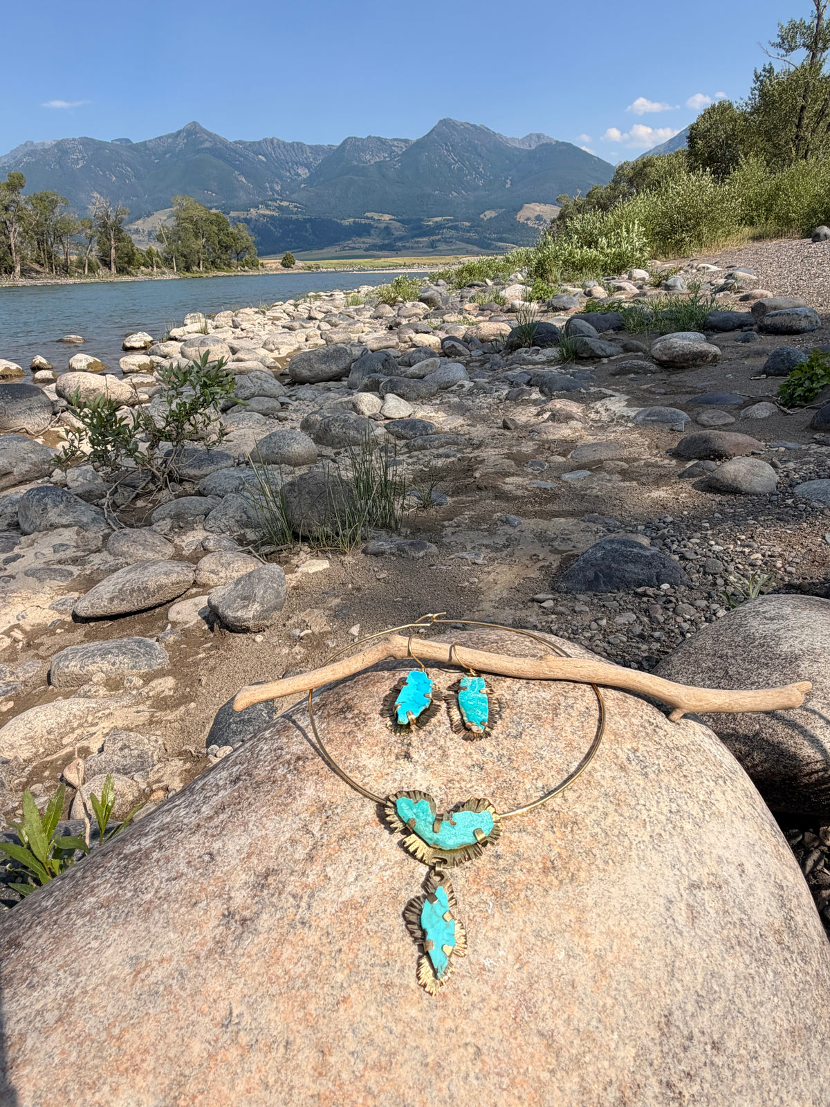 Elemental Necklace — Royston Turquoise & Brass Collar